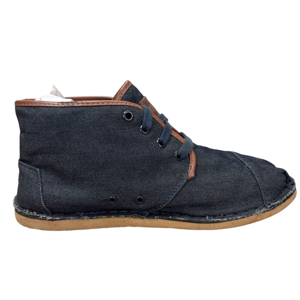 TOMS Mens Botas Chukka Boots Size 8.5 Blue Denim Canvas Ankle Shoes 451212
